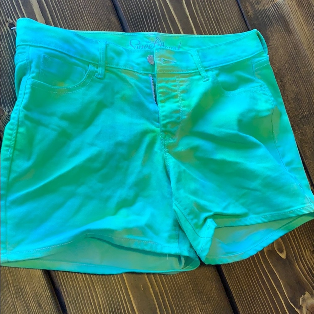 Mermaid green blue tie dye Old Navy jean shorts